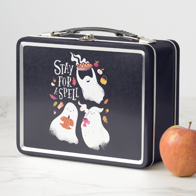 Cute Ghost Funny Halloween Design Metal Lunch Box (In Situ)