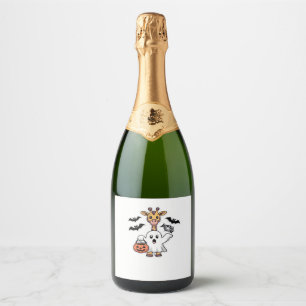 Cute Ghost Giraffe � Funny Halloween Costume for S Sparkling Wine Label