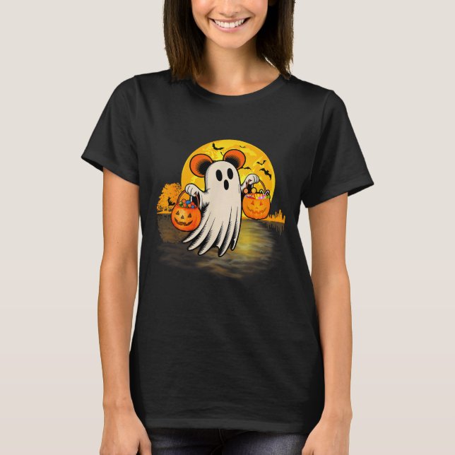 Cute Ghost Guitar Halloween Pumpkins Candy Soky Se T-Shirt (Front)