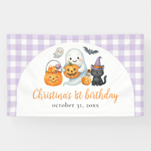 Cute Ghost Halloween 1st Birthday Party Banner