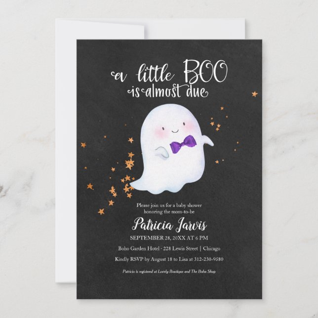 Cute Ghost Halloween Baby Shower Invitation (Front)