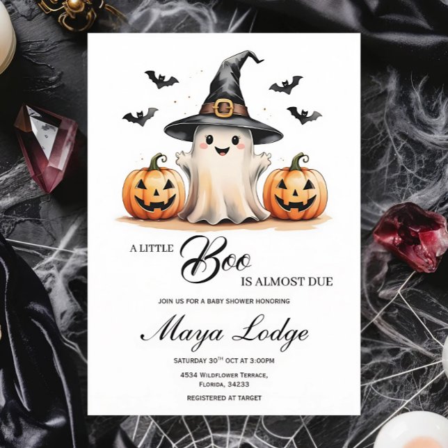 Cute Ghost Halloween Baby Shower Invitation (Creator Uploaded)