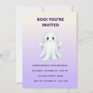 Cute Ghost Halloween Birthday Invitation | Kids Sp