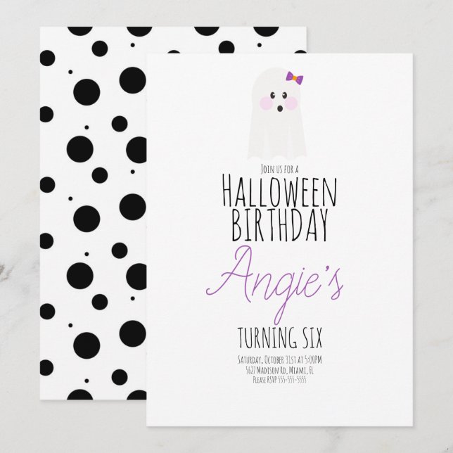 Cute Ghost Halloween Birthday Party Event   Invitation (Front/Back)