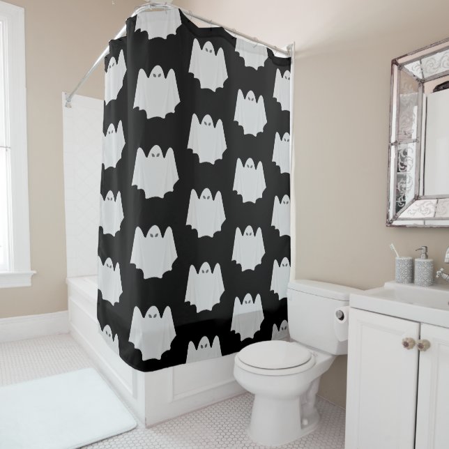 Cute Ghost Halloween Black and White Pattern (In Situ)