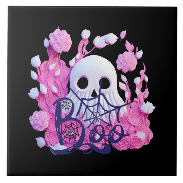 cute ghost Halloween boo pack  Tile (Front)