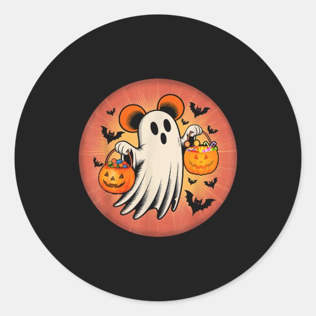 Cute Ghost Halloween Candy Halloween Soky Season G Classic Round Sticker (Front)