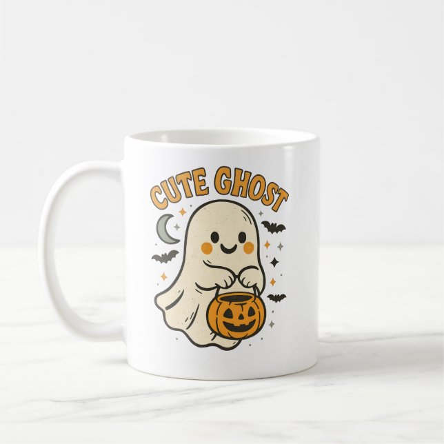 Cute Ghost Halloween Coffee Mug Design (Left)