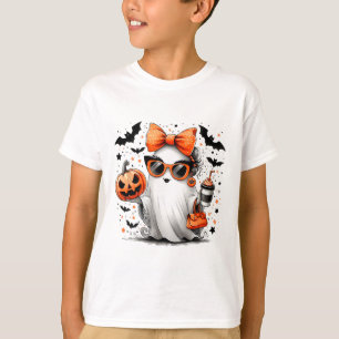 Cute Ghost Halloween Diva Cartoon Sungles Handg T-Shirt