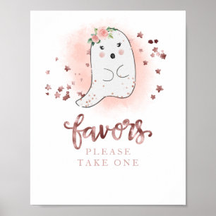 Cute Ghost Halloween Girl Baby Shower Favors Sign