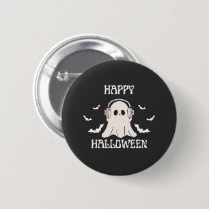 Cute Ghost Halloween Headphones Art 2 Inch Round Button