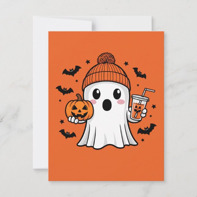 Cute Ghost Halloween Holiday Card (Front)