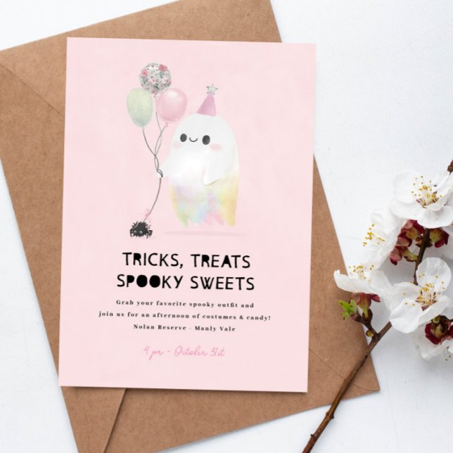 Cute Ghost Halloween Invite Girl, Pink Pretty (Creator Uploaded)