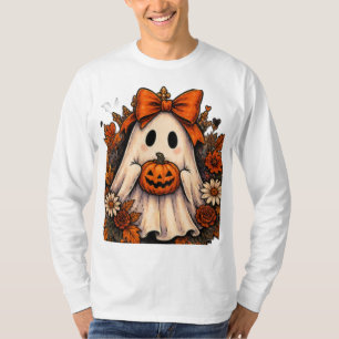 Cute Ghost Halloween Kawaii Spooky Pumpkin Season T-Shirt