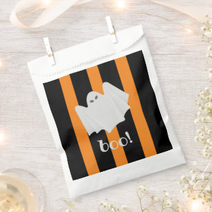 Cute Ghost Halloween Orange and Black Stripes  Favour Bag