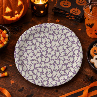 Cute Ghost Halloween paper plate. Spooky Ghost  Plate
