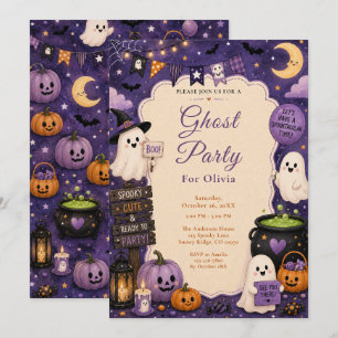 Cute Ghost Halloween Party Invitation