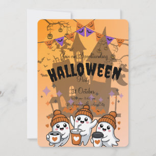 Cute Ghost Halloween Party Invitation