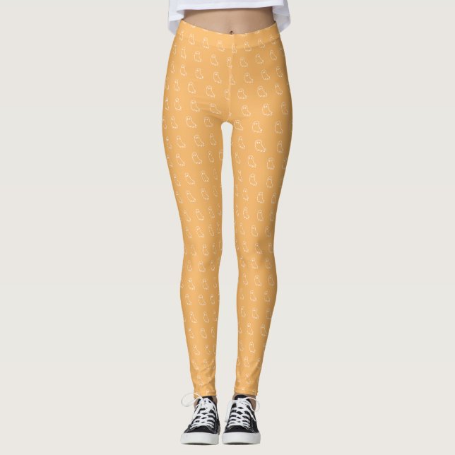 Cute Ghost Halloween Pattern Leggings (Front)