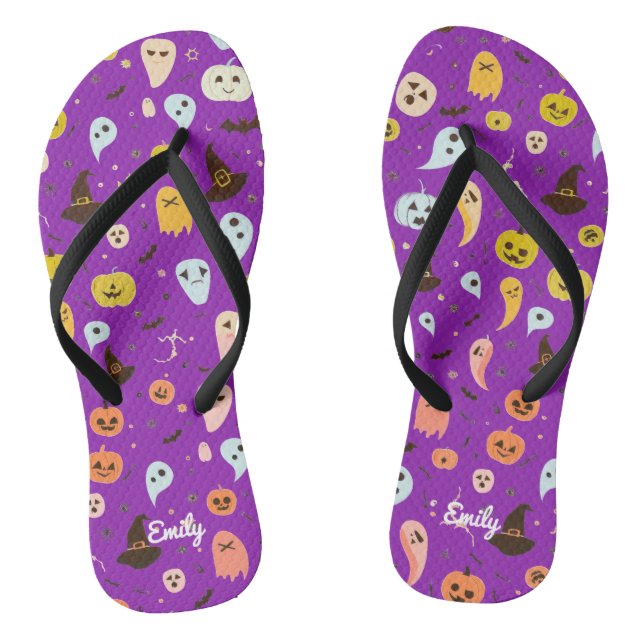 Cute ghost Halloween Personalized  Flip Flops (Footbed)