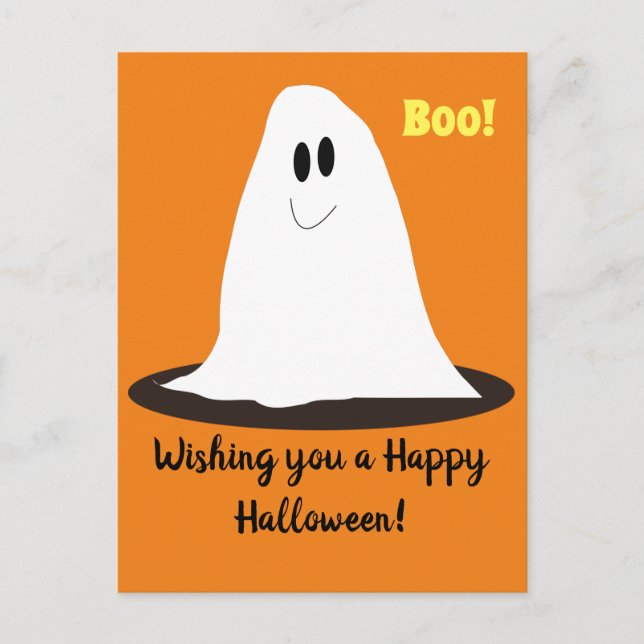 Cute ghost Halloween postcard (Front)