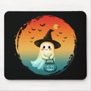 cute ghost halloween pumpkin fall autumn season mouse pad