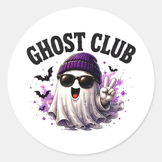🎃 Cute Ghost Halloween Saying 👻 Classic Round Sticker (Front)