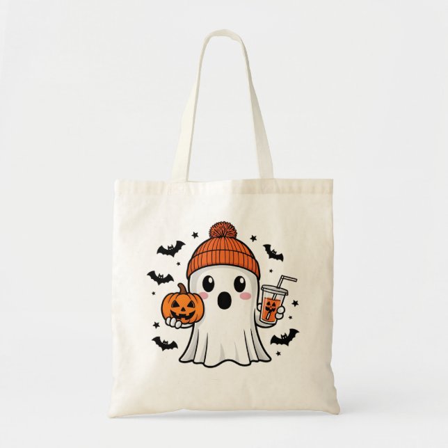 Cute Ghost Halloween Tote Bag (Front)