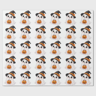 Cute ghost halloween wrapping paper