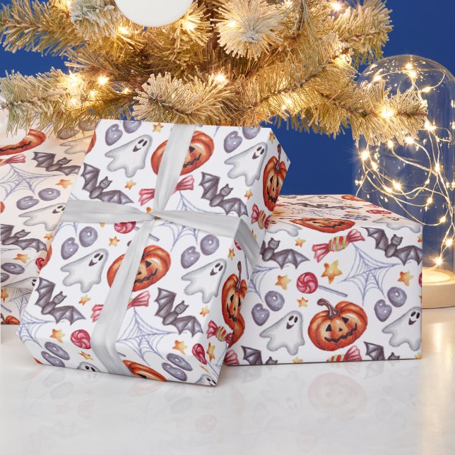 Cute ghost Halloween  Wrapping Paper (Holidays)