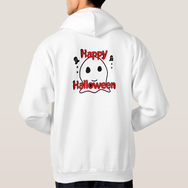 Cute Ghost Happy Halloween Design Fun and Spooky Hoodie (Back)