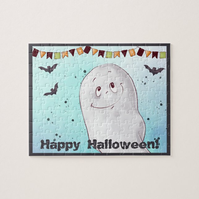 Cute Ghost Happy Halloween Jigsaw Puzzle (Horizontal)