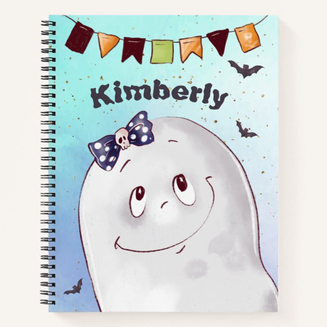 Cute Ghost Happy Halloween Notebook (Front)