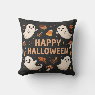 Cute Ghost Happy Halloween Throw Pillow