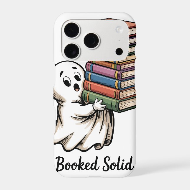 Cute Ghost Holding a Tall Stack of Books  (Back)