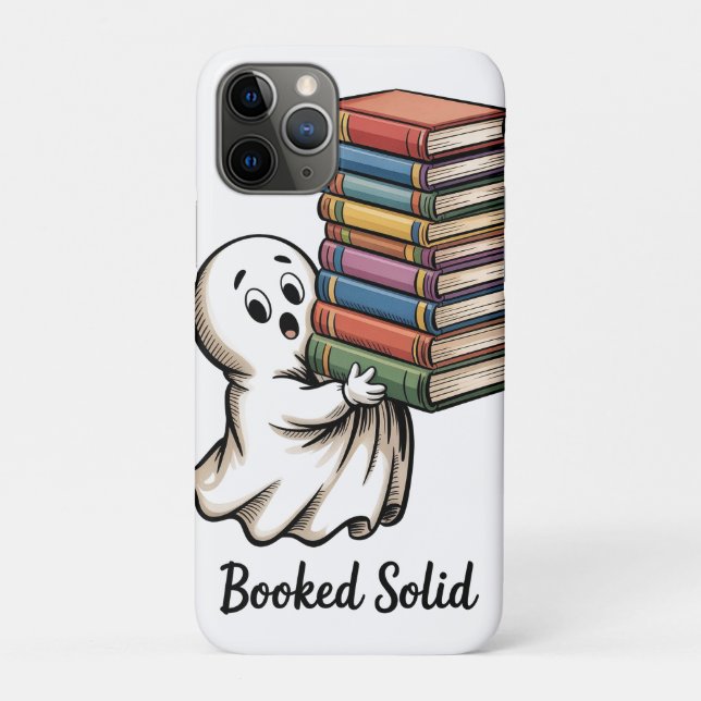 Cute Ghost Holding a Tall Stack of Books  Case-Mate iPhone Case (Back)