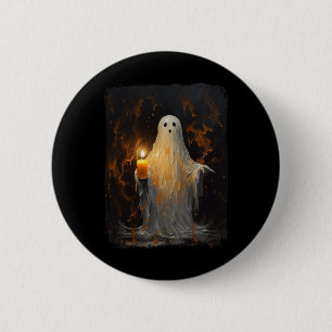 Cute Ghost Holding Candle Fun Halloween Gothic Vin 2 Inch Round Button