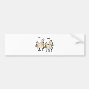Cute Ghost Horses Halloween Trick or Treat  Bumper Sticker