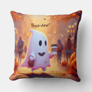 Cute ghost, hurry to the party throw pillow