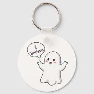 Cute Ghost I Believe Cartoon Keychain