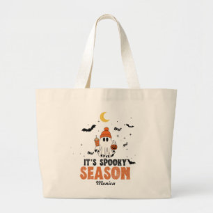 Cute Ghost It s'' Spooky Season Personalized  Large Tote Bag