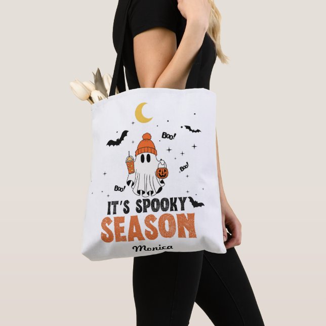 Cute Ghost It s'' Spooky Season Personalized  Tote Bag (Close Up)