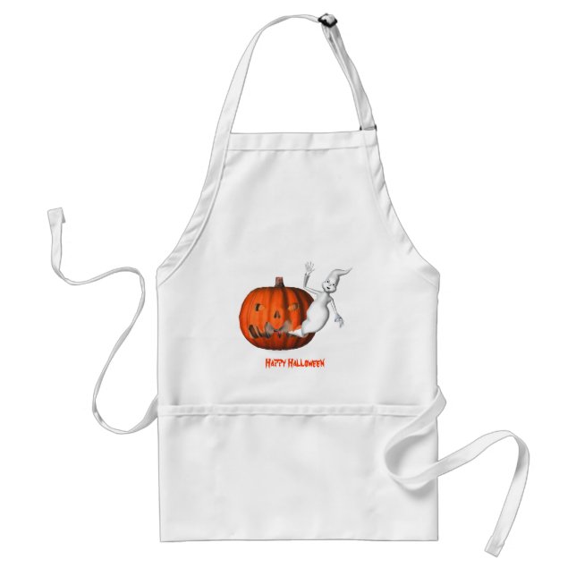 Cute Ghost Jack O Lantern Halloween Standard Apron (Front)