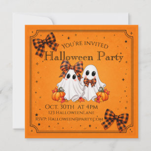 Cute Ghost Kids Halloween Party Invitation