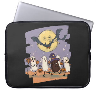 Cute Ghost Kids Trick or Treat Under Spooky Moon Laptop Sleeve