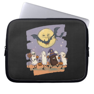 Cute Ghost Kids Trick or Treat Under Spooky Moon Laptop Sleeve