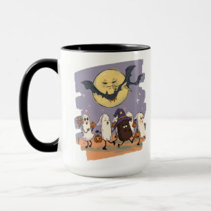 Cute Ghost Kids Trick or Treat Under Spooky Moon Mug