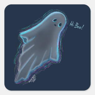 Cute Ghost KiniArt Square Sticker
