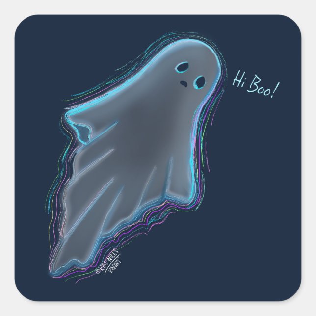 Cute Ghost KiniArt Square Sticker (Front)