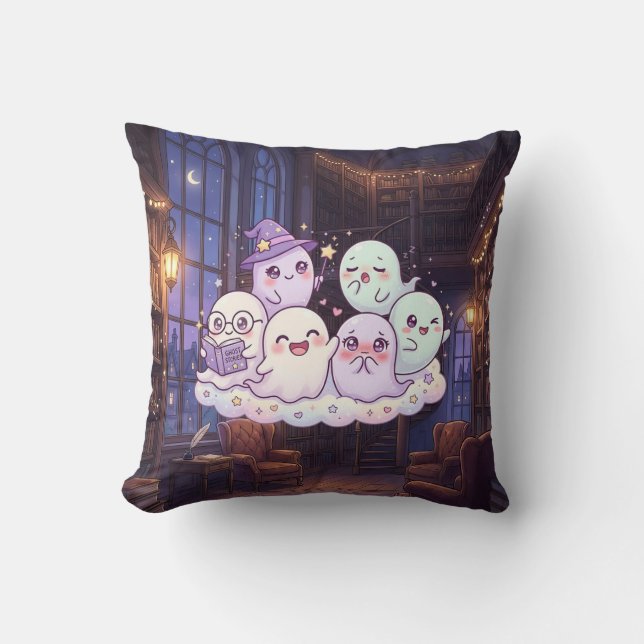 Cute Ghost Library Pillow (Front)